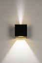 Foto 73090-19: Schlichte, mattschwarze, LED-Wandleuchte mit goldfarbener Innenseite mit eingebauter LED.