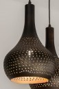 Foto 73105-11: Soft industrial hanglamp met vier metalen kappen in zwart en bruin 
