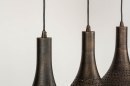 Foto 73105-15: Soft industrial hanglamp met vier metalen kappen in zwart en bruin 