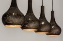 Foto 73105-3: Soft industrial hanglamp met vier metalen kappen in zwart en bruin 
