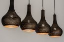 Foto 73105-4: Soft industrial hanglamp met vier metalen kappen in zwart en bruin 