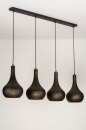 Foto 73105-7: Soft industrial hanglamp met vier metalen kappen in zwart en bruin 