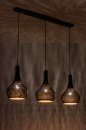 Foto 73106-2: Soft industrial hanglamp met drie metalen kappen in zwart en bruin 