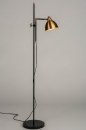 Foto 73120-2: Vintage vloerlamp in zwart met antiek messing