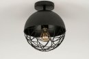Foto 73177-2 onderaanzicht: Zwarte plafondlamp in bolvorm met open onderkant