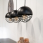 Foto 73402-14: Hanglamp met drie zwarte bollen met draadlamp effect
