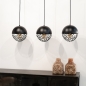 Foto 73402-15: Hanglamp met drie zwarte bollen met draadlamp effect