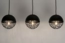 Foto 73402-6 anders: Hanglamp met drie zwarte bollen met draadlamp effect