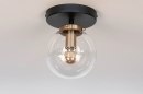 Plafondlamp 73412: modern, glas, helder glas, messing #3