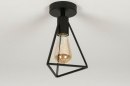 Foto 73418-6: Minimalistische plafondlamp in driehoekvorm uitgevoerd in een mat zwarte kleur , geschikt voor led.
