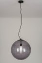 Foto 73462-1: Hanglamp met grote bol van rookglas