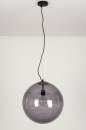 Foto 73462-4: Hanglamp met grote bol van rookglas