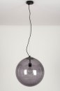 Foto 73462-4: Hanglamp met grote bol van rookglas