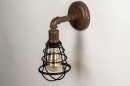 Foto 73491-5: Vintage wandlamp met korf in roestbruine kleur geschikt voor led.
