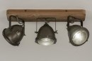 Foto 73497-2: Landelijke plafondlamp met hout en metaal