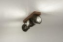 Foto 73497-4: Landelijke plafondlamp met hout en metaal