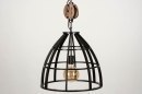 Foto 73501-7: Grote industriële hanglamp in zwart met hout