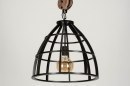 Foto 73501-8: Grote industriële hanglamp in zwart met hout
