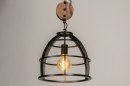 Foto 73502-5: Industriële hanglamp in het zwart met hout