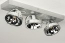 Foto 73574-4 schuinaanzicht: Industriële 3-lichts opbouwspot van aluminium met reflectoren