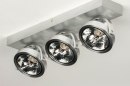 Foto 73574-5 schuinaanzicht: Industriële 3-lichts opbouwspot van aluminium met reflectoren