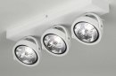 Foto 73577-1 schuinaanzicht: Industriële 3-lichts plafondspots in het wit met grote spots