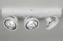 Foto 73577-2 onderaanzicht: Industriële 3-lichts plafondspots in het wit met grote spots