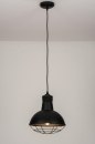 Foto 73592-1: Industriële hanglamp uitgevoerd in diepe, mat zwarte kleur, geschikt voor led.
