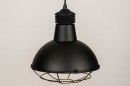 Foto 73592-3: Industriële hanglamp uitgevoerd in diepe, mat zwarte kleur, geschikt voor led.