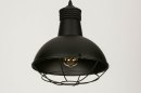 Foto 73592-5: Industriële hanglamp uitgevoerd in diepe, mat zwarte kleur, geschikt voor led.