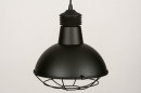 Foto 73592-6: Industriële hanglamp uitgevoerd in diepe, mat zwarte kleur, geschikt voor led.