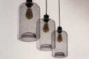 Foto 73629-6: Moderne, 3-flammige Hängeleuchte mit stimmungsvollem Rauchglas, für LED geeignet