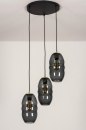 Foto 73641-5: Waanzinnig mooie hanglamp van glas uitgevoerd in een grijs / zwarte kleur (rookglas). 