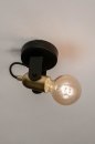 Foto 73647-12: Minimalistische, trendige Wandleuchte in Schwarz mit Gold, für LED geeignet