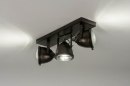 Foto 73653-21: Landelijke plafondlamp met drie spots in zwartbruin en vintage look