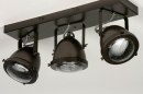 Foto 73653-22: Landelijke plafondlamp met drie spots in zwartbruin en vintage look