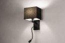 Foto 73755-2 schuinaanzicht: Slaapkamer wandlamp bedlamp in het zwart met zwarte kap en flexibele leesarm