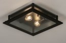 Foto 73762-2: Vierkante plafondlamp in het zwart met rookglas