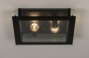 Foto 73762-3: Vierkante plafondlamp in het zwart met rookglas