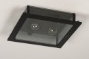 Foto 73762-4: Vierkante plafondlamp in het zwart met rookglas