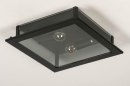 Foto 73762-5: Vierkante plafondlamp in het zwart met rookglas