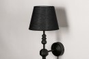 Foto 73795-5: Klassieke wandlamp in het zwart met kapje en snoer en stekker