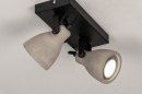 Foto 73798-1: Stoere dubbele spot van beton geschikt voor vervangbaar led.