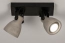 Foto 73798-2: Stoere dubbele spot van beton geschikt voor vervangbaar led.