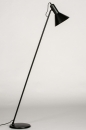 Foto 73805-1 zijaanzicht: Moderne praktische vloerlamp / leeslamp uitgevoerd in een mat zwarte kleur.