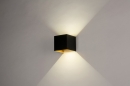 Foto 73908-3: Elegante und vielseitige LED-Wandleuchte aus gegossenem Aluminium in mattem Schwarz mit goldener Innenseite.