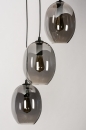 Foto 73954-6: Spezielle Pendelleuchte mit drei Gläsern, hergestellt aus Rauchglas und geeignet für austauschbare LED.