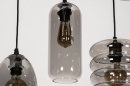 Foto 73958-11 detailfoto: Glazen hanglamp / videlamp voorzien van zeven lampen gemaakt van rookglas, geschikt voor led.