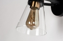 Foto 73973-7: Zwarte plafondlamp/wandlamp met helder glas en messing, geschikt voor led verlichting.