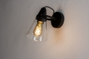 Foto 73974-1: Hippe, mat zwarte wandlamp voorzien van helder glas, geschikt voor led.